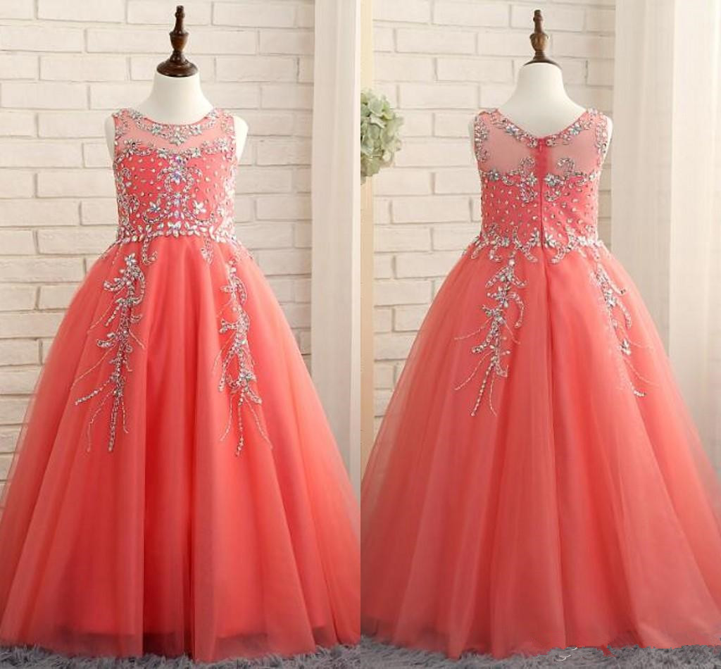 Coral Girls Pageant Dresses Crystals Beadings Sparkly Tulle A Line Floor Length Birthday Party Dress Flower Girl Custom Made, Ivory
Coral Girls Pageant Dresses Crystals Beadings Sparkly Tulle A Line Floor Length Birthday Party Dress Flower Girl Custom Made, Ivory