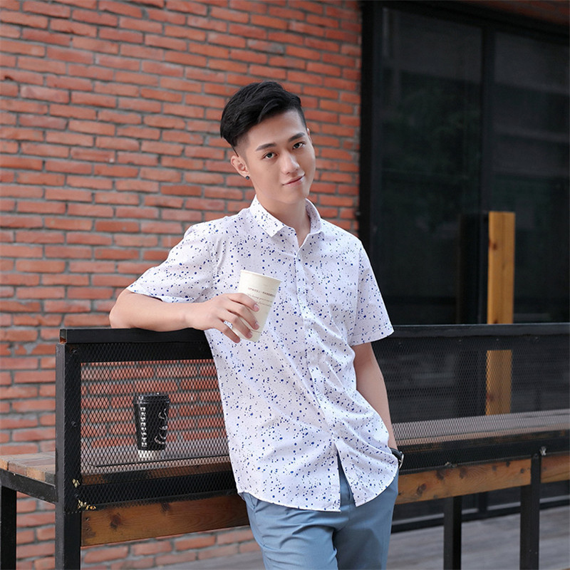 VISADA JAUNA 2017 New Arrival Men Shirt Fashionable Casual Male Brand Clothing Printed Slim Camisa Social Masculina 4XL N1308