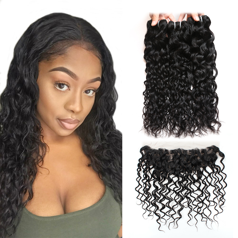 Ishow Hair Brazilian Water Wave Human Hair Bundles Human Hair Bundles with Closure 4Bundles With 13x2 Ear to Ear Lace Frontal Closure Weaves, Natural color
Ishow Hair Brazilian Water Wave Human Hair Bundles Human Hair Bundles with Closure 4Bundles With 13x2 Ear to Ear Lace Frontal Closure Weaves, Natural color
