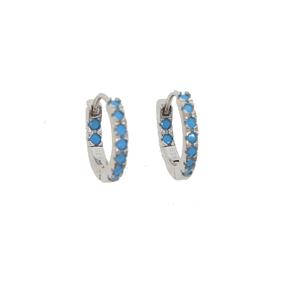 925 sterling silver rhodium gold plated mini hoops paved blue nano turquoiose gemstone elegance minimal huggie hoop fine silver learring