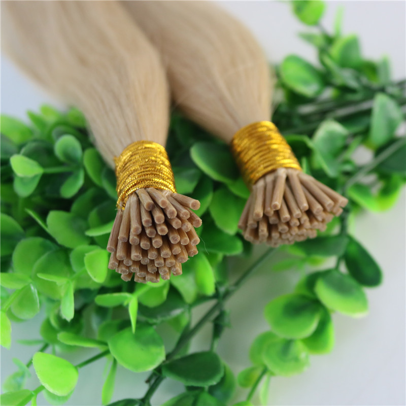 I-tip Brazilian Human Hair Extensions Light Blonde 100Strands 100gram 24# Straight Keratin Stick Human Hair Extensions