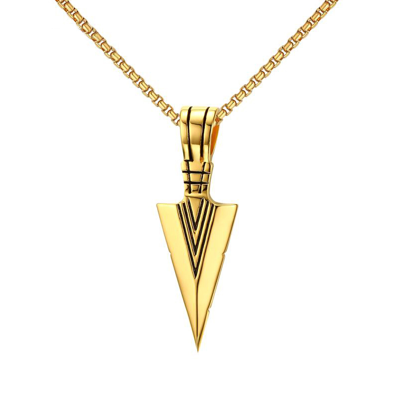 Striking Gold Color Mens Necklace Stainless Steel Punk Spearhead Arrowhead Pendant Necklace for Men Special Surf Bike Jewelry
Striking Gold Color Mens Necklace Stainless Steel Punk Spearhead Arrowhead Pendant Necklace for Men Special Surf Bike Jewelry