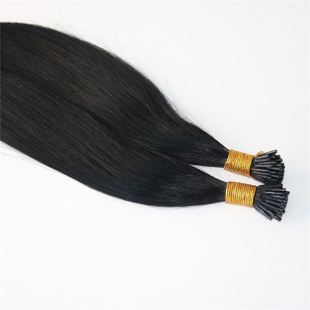 100Strands 100g/set Pre-bonded Brazilian Remy Human Hair Extension Natural Black I Stick tip Hair Extension
