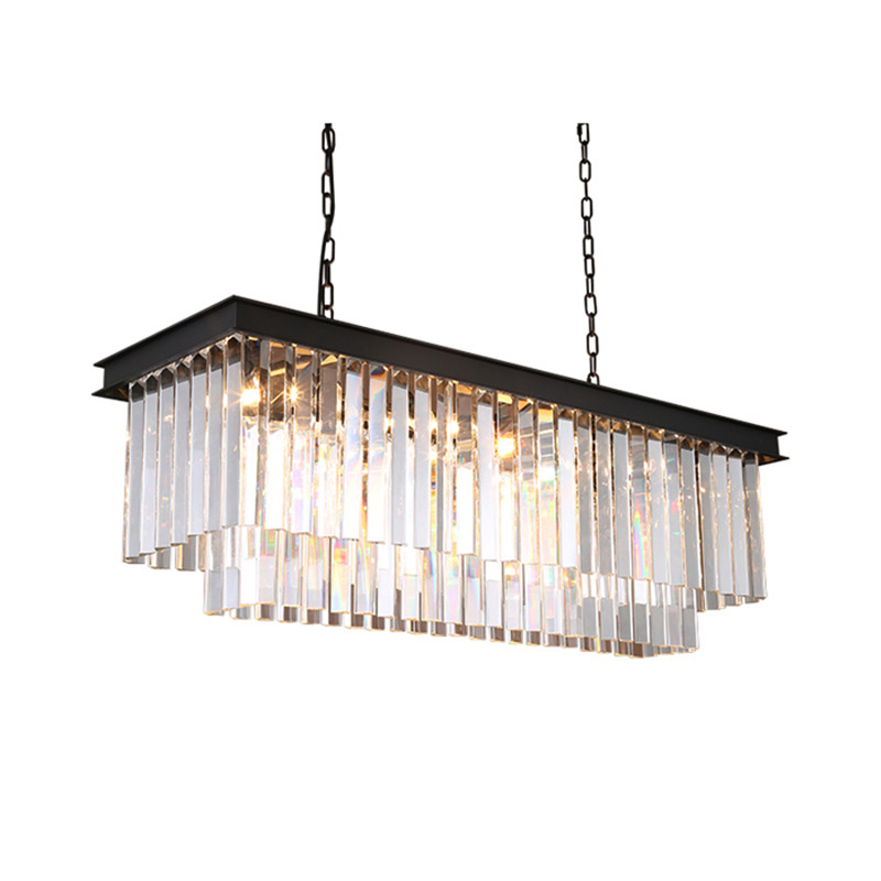 Modern Rectangular Crystal Chandelier Lighting Crystals Tube Ceiling Light for livingroom Dinner Room