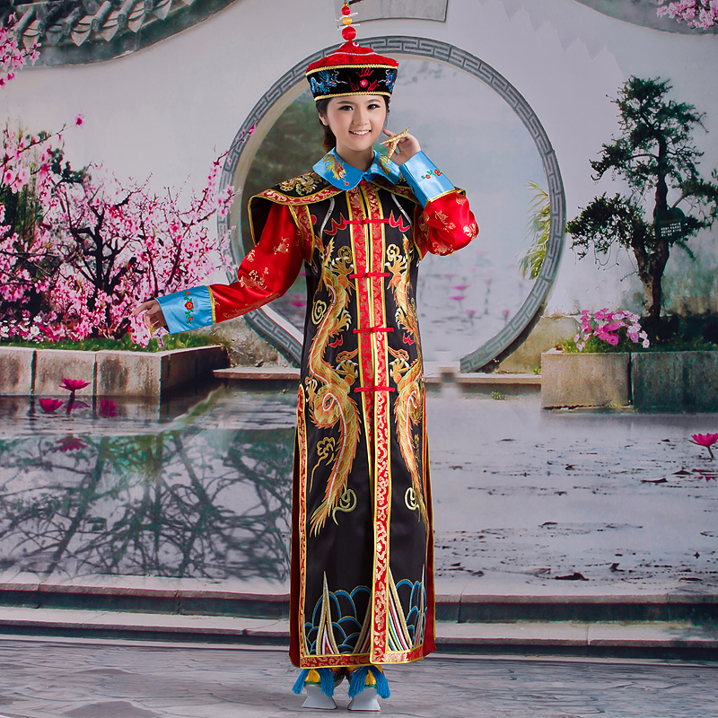China Manchu Qing Dynasty Queen Empress Robe Dress Cosplay For Lady Chinese traditional Women Clothing Act Dramaturgic Costume Drop Shipping