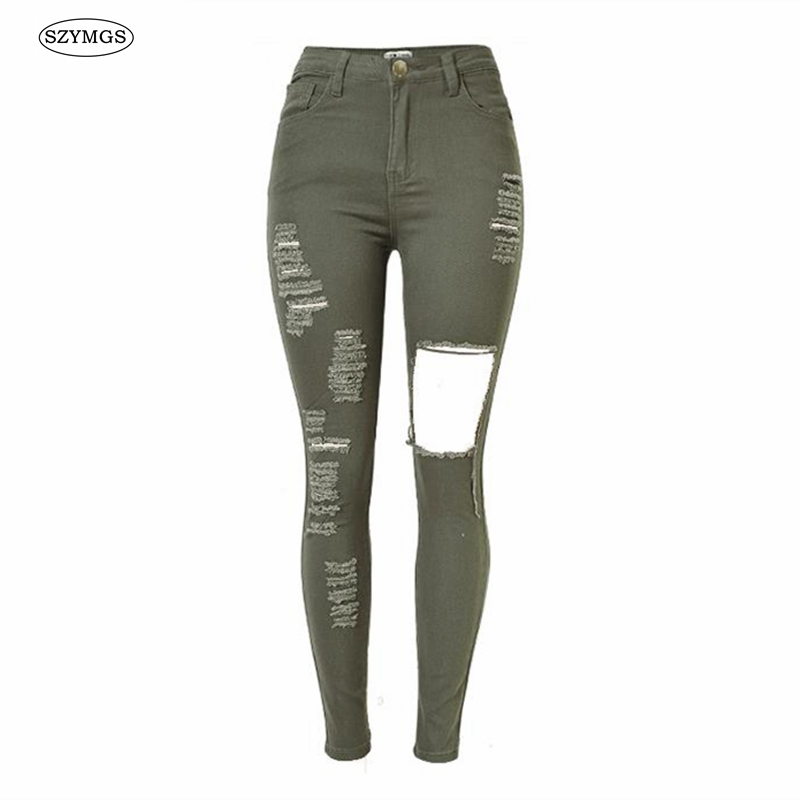 SZYMGS Army green Elastic jeans woman elastic high waist ripped jeans for women denim jean pants Hole skinny woman pantalo, 064
SZYMGS Army green Elastic jeans woman elastic high waist ripped jeans for women denim jean pants Hole skinny woman pantalo, 064