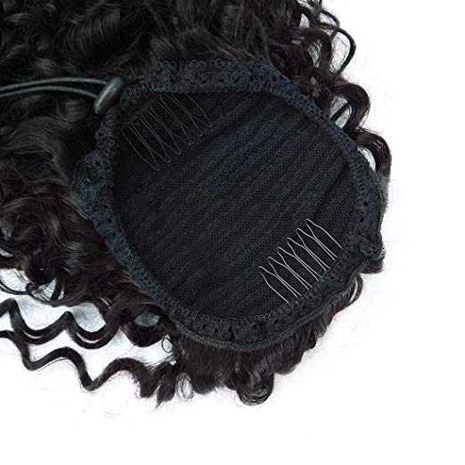 Kinki Curly pony tail Hair Piece Clip in Brazilian Virgin Human Hair Drawstring natura Ponytail Puff Afro Curly Ponytail for Black Women 140g
