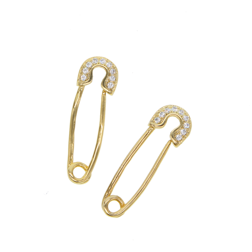 fashion cheap wholesale jewelry simple safety pin ear wire pave cz safety pin design elegance lovely girl gift fashion earring