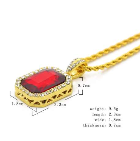 Vintage Golden Bling Iced Out Mini Stone Pendants Necklaces Men Women Charm Crystal Hip Hop Jewelry Gifts Chain