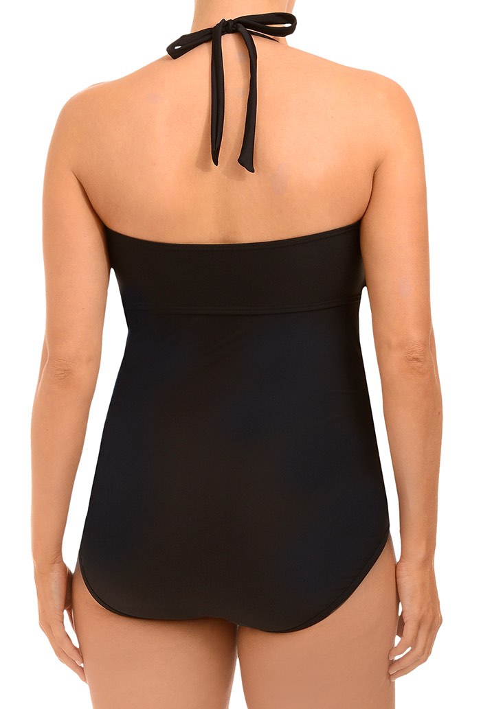 Summer Plus Size Bikini Halter Neck Ruffle Grid Design Black Dark Navy One Piece Swimsuits Cheap Underwear Sets With Free Shipping