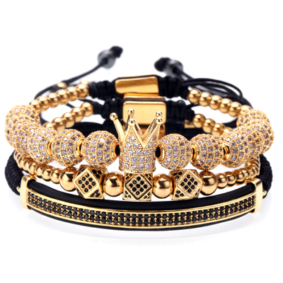 3pcs/set couple bracelet/stainless steel beads/crown/for lovers/bracelets for women men luxury jewelry man pulseira Gift Valentine's Day Holiday 