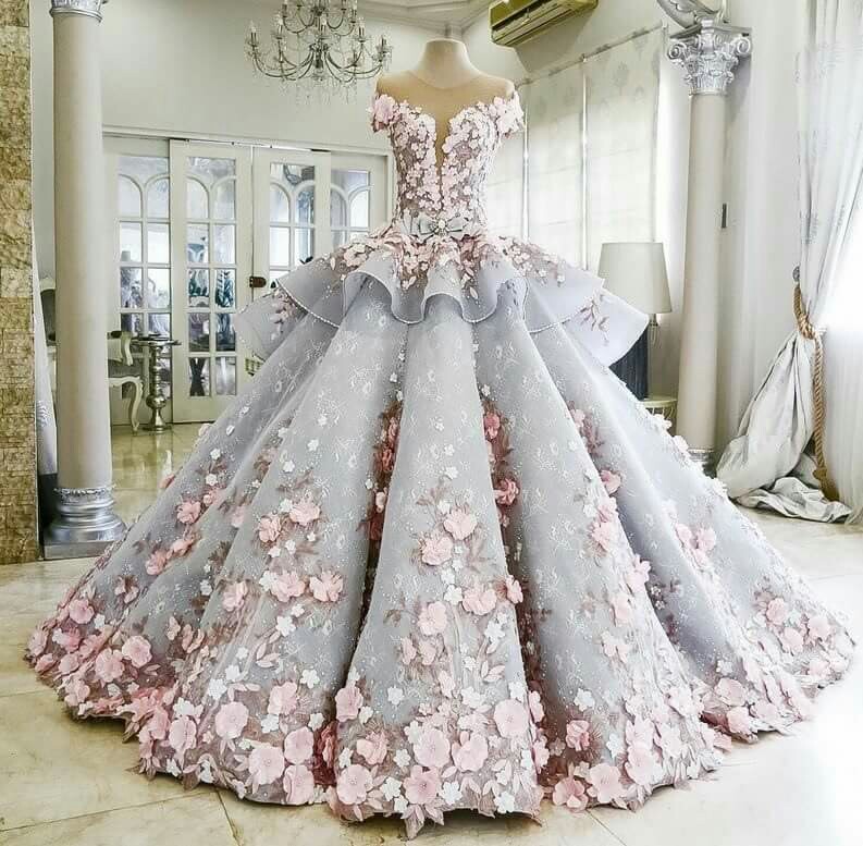 Said Mhamad 2019 Wedding Dresses Bride Robes Ball Gown 3D-Floral Appliques Vintage Lace Beaded Bridal Dress robe de mariage