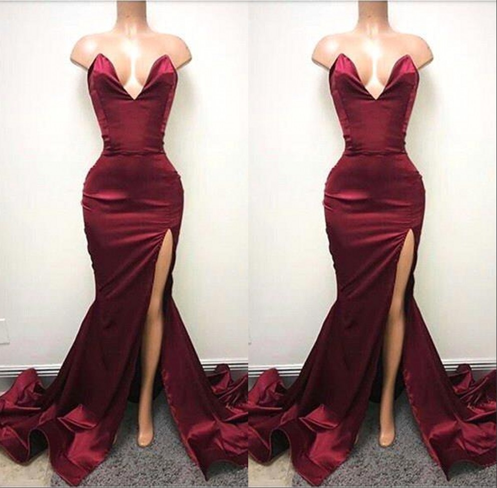 Sexy Burgundy Mermaid Side Slit Prom Party Dresses Sweetheart Backless Formal Evening Gown robe de soiree, Daffodil
Sexy Burgundy Mermaid Side Slit Prom Party Dresses Sweetheart Backless Formal Evening Gown robe de soiree, Daffodil