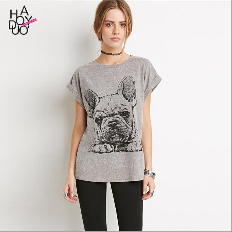 Brand Designer-Sweet Women's T-Shirt Cartoon Tops Interesting French Bulldog Print T-shirt Easy Brand T - shirt Leisure All-match T-shirt, Gray
Brand Designer-Sweet Women's T-Shirt Cartoon Tops Interesting French Bulldog Print T-shirt Easy Brand T - shirt Leisure All-match T-shirt, Gray