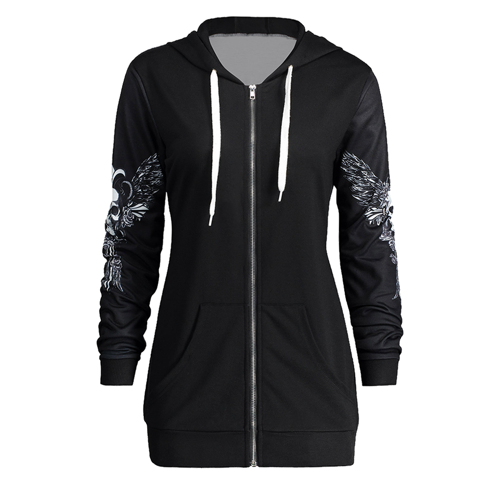 New Hoodies Sweatshirt Women Lace Up Hat Skull Wings Print Zip Up Hoodie Punk Style Femme Casual Hooded Pullover Womens Top, Black
New Hoodies Sweatshirt Women Lace Up Hat Skull Wings Print Zip Up Hoodie Punk Style Femme Casual Hooded Pullover Womens Top, Black