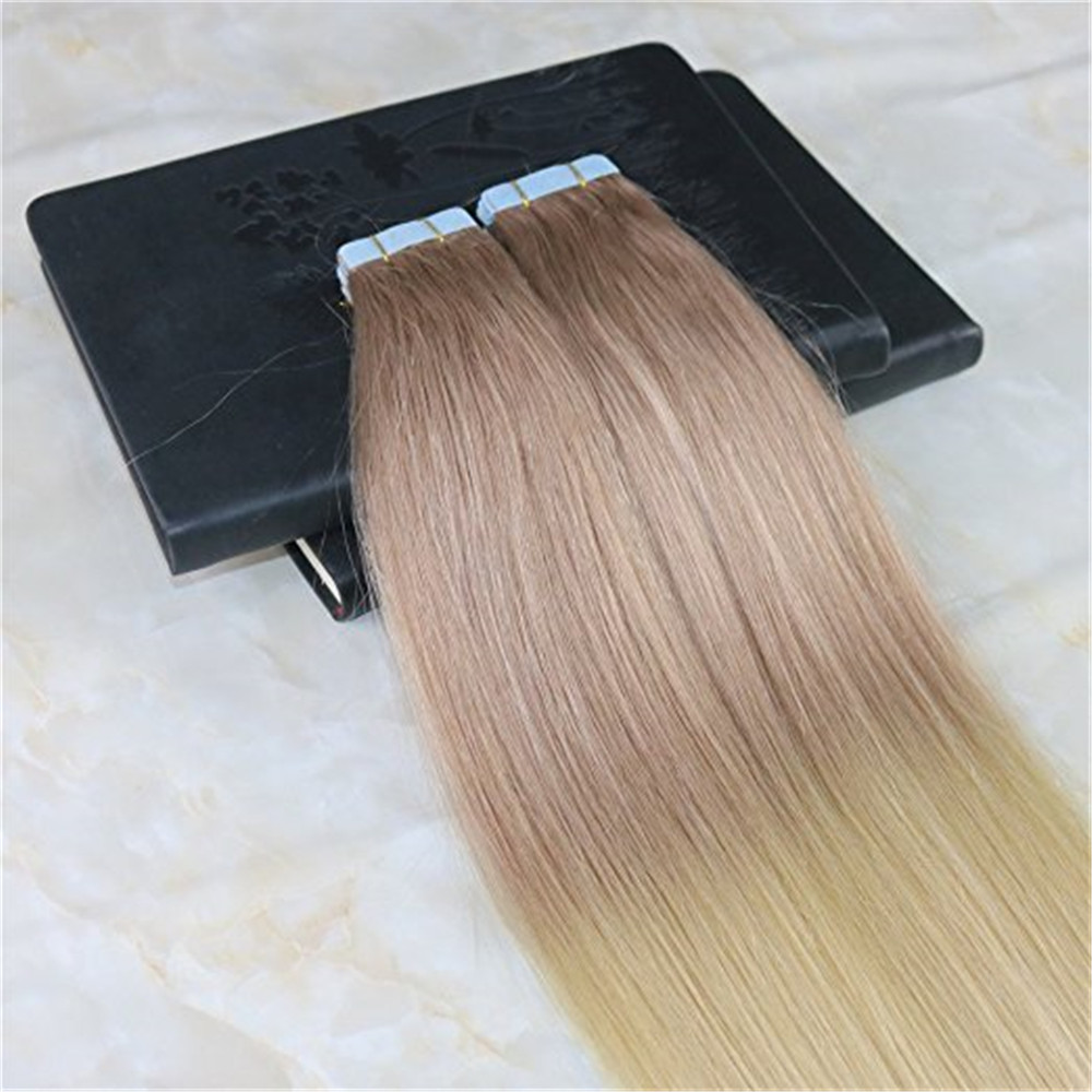 Glue in Colored Extensions Full Head Two Tone Ombre Hair Extensions Dip Dye Hair Color #18 Dark Ash Blonde to #613 20Pcs 50G