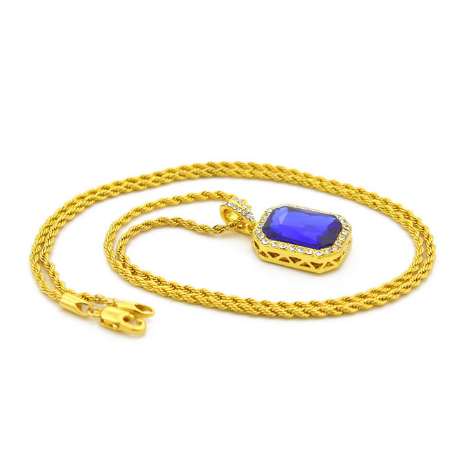 Vintage Golden Bling Iced Out Mini Stone Pendants Necklaces Men Women Charm Crystal Hip Hop Jewelry Gifts Chain