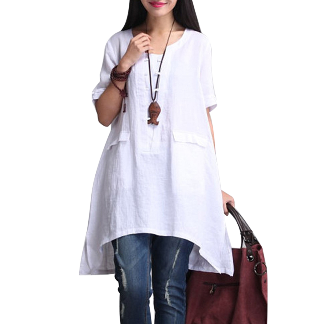 Vintage Brand Plus Size Tops Blouse Women Linen Half Sleeve Casual Solid Loose Long Shirts Irregular Summer Blusas Female 2018, Black
Vintage Brand Plus Size Tops Blouse Women Linen Half Sleeve Casual Solid Loose Long Shirts Irregular Summer Blusas Female 2018, Black