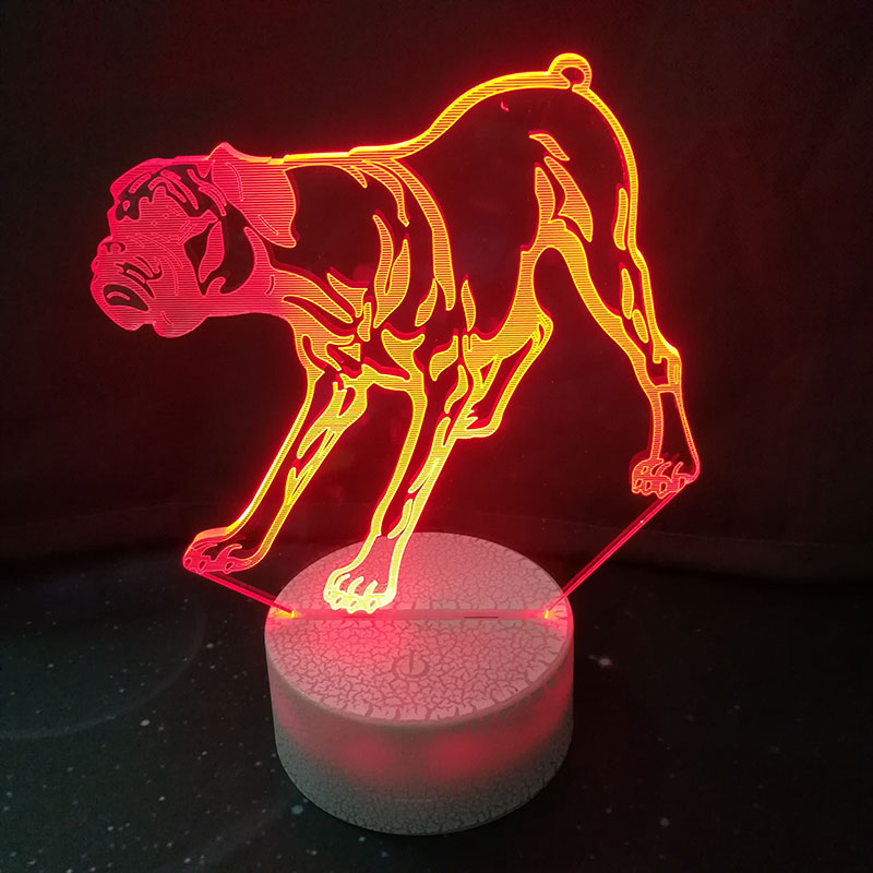 3D Boxer Dog Colorful Table Lamp Touch Control 7 Color Changing Acrylic Baby Night Light USB Decorative Kids Christmas Gifts