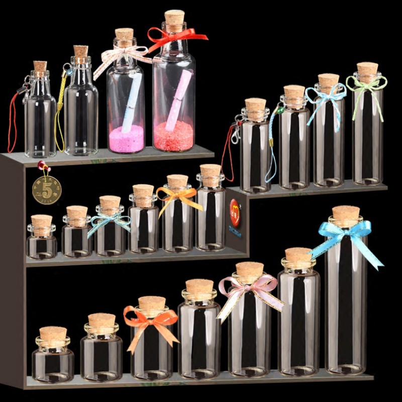 6ML 22X35X12.5MM Small Mini Clear Glass bottles Jars with Cork Stoppers/ Message Weddings Wish Jewelry Party Favors