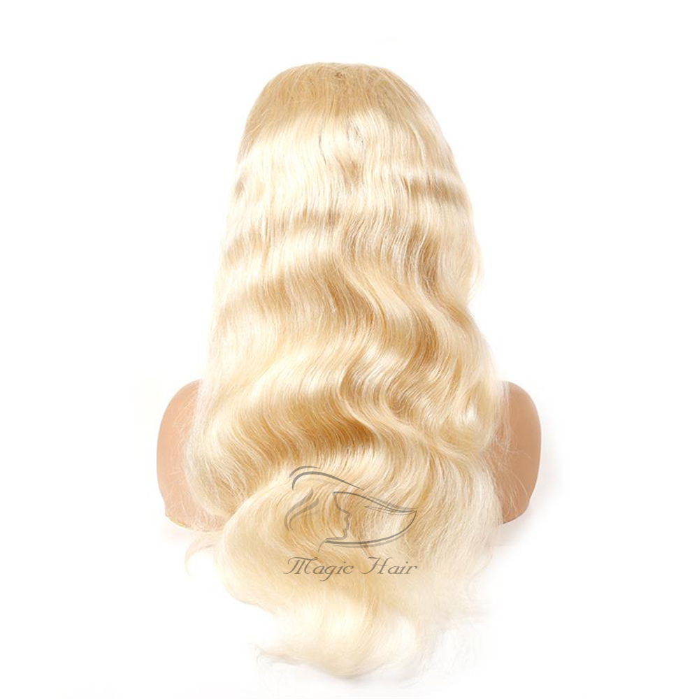 Full Lace Human Hair Wig Brazilian Light Blonde Human Hair Color 613# body wave Thick Glueless Lace Front Wigs With Baby Hair