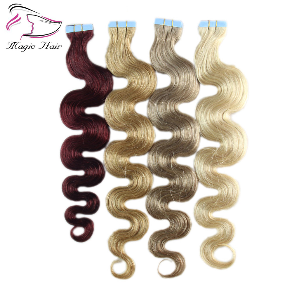 7A Body Wave Tape In Hair 40Pcs Per Package 14-24Inch Piano/Pure/Ombre Color Remy Hair 100% Human Tape In Human Hair Extensions