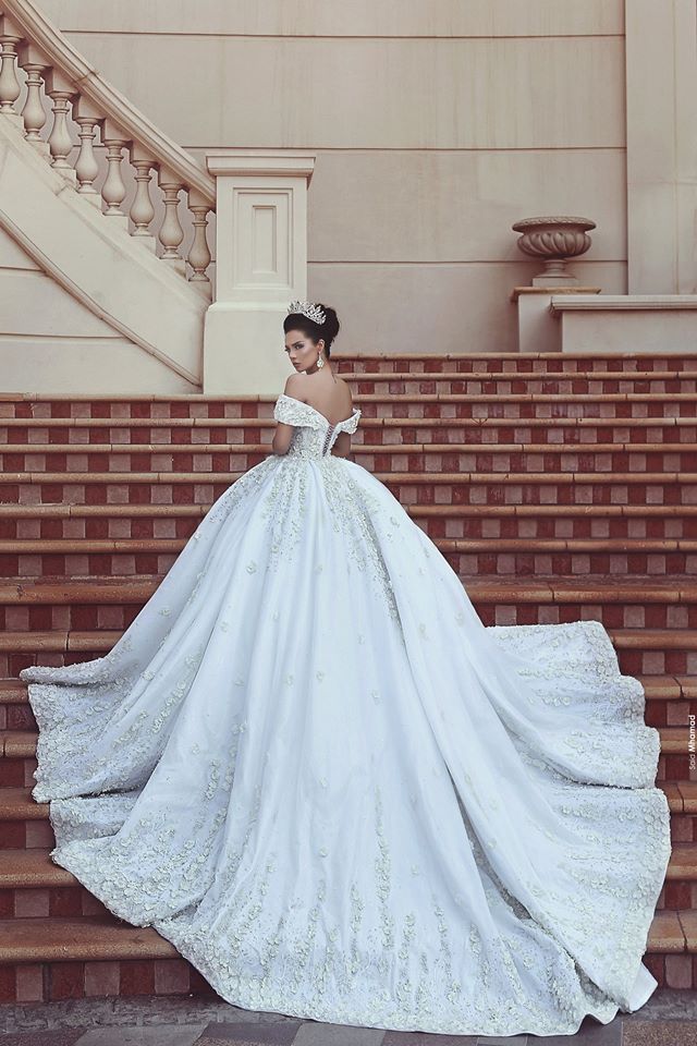 Arrival Said New Mhamad Off Shoulder Plus Size Ball Dresses Handmade Flowers Applique Bridal Gown Wedding Dress