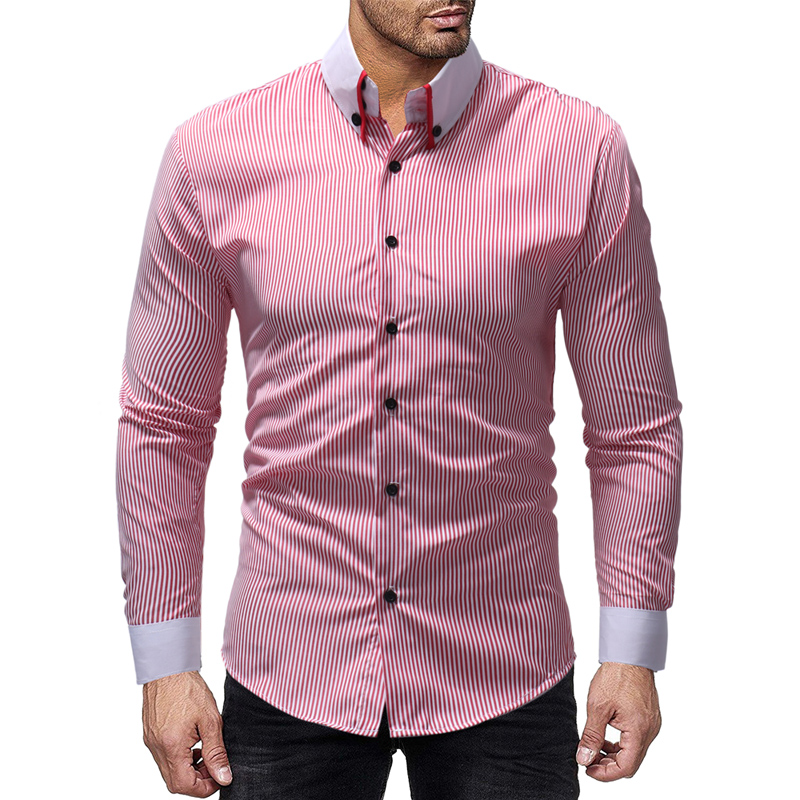 2018 autumn and winter new stripe color collar men's casual slim long-sleeved shirt fashion urban men's business casual shirt, Blue
2018 autumn and winter new stripe color collar men's casual slim long-sleeved shirt fashion urban men's business casual shirt, Blue
