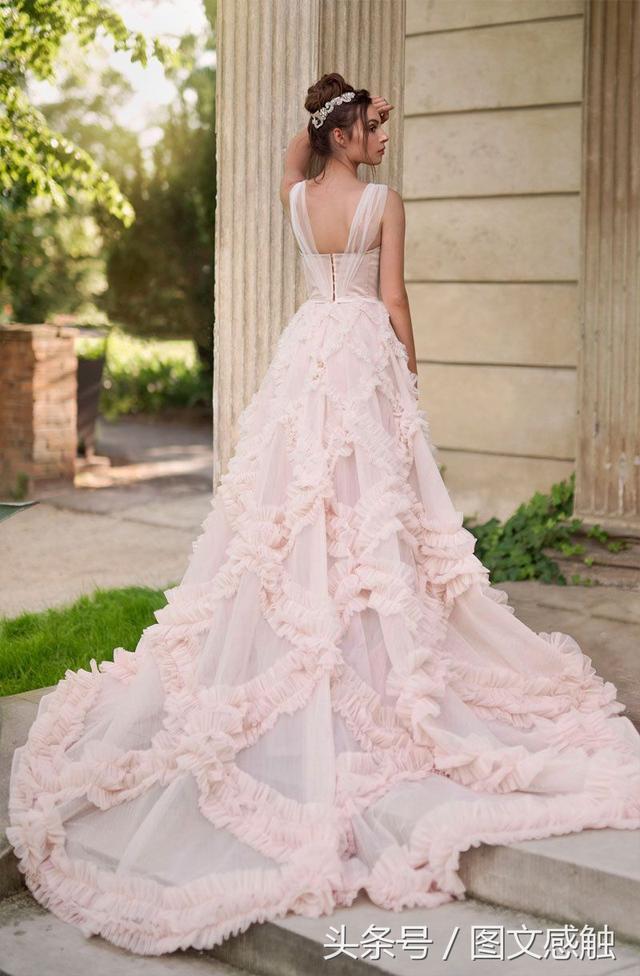 Pink Dresses V Neck A e Sleeveless Sweep Train Ruffle Boho Dress Custom Made Plus Size Bridal Wedding Gowns