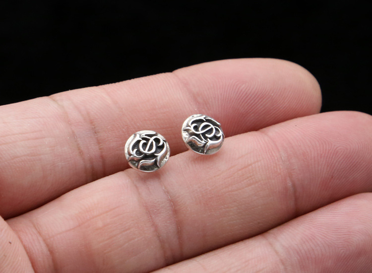Brand new 925 sterling silver vintage American European antique silver hand-made designer stud earrings for women & men wholesale