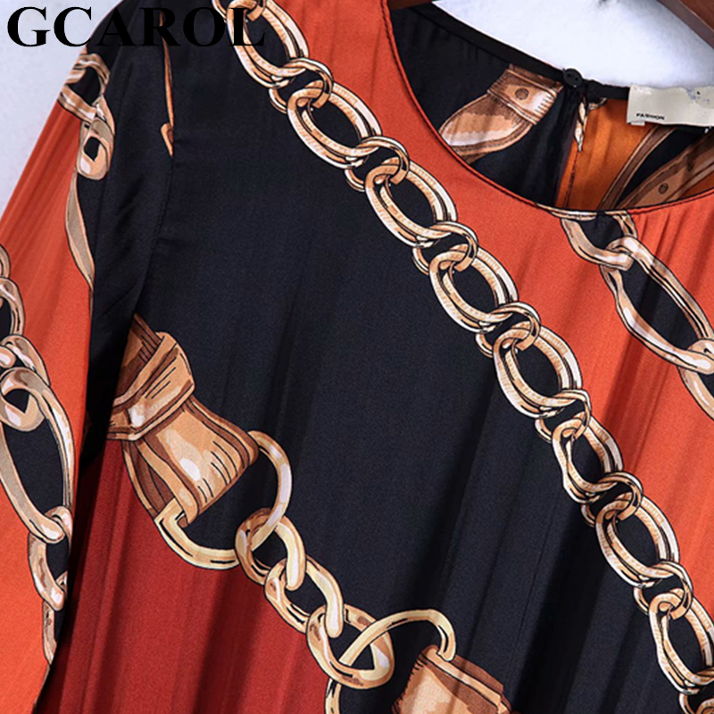 GCAROL 2019 Early Spring Launced Women Chain Floral Dress With Sashes High Waisted Pleasted Long Dress Elegant Streetwear