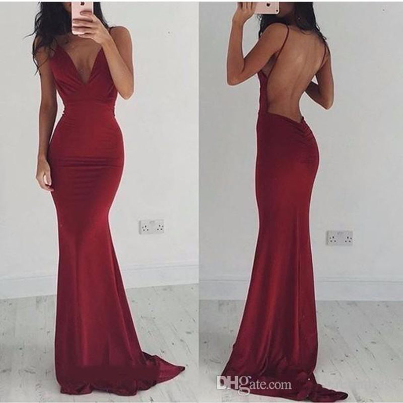 Cheap Sexy Straps Spaghetti Mermaid Prom Dresses Deep V Neck Backless Long Evening Party Dresses Burgundy Formal Celebrity Dresses, Red
Cheap Sexy Straps Spaghetti Mermaid Prom Dresses Deep V Neck Backless Long Evening Party Dresses Burgundy Formal Celebrity Dresses, Red