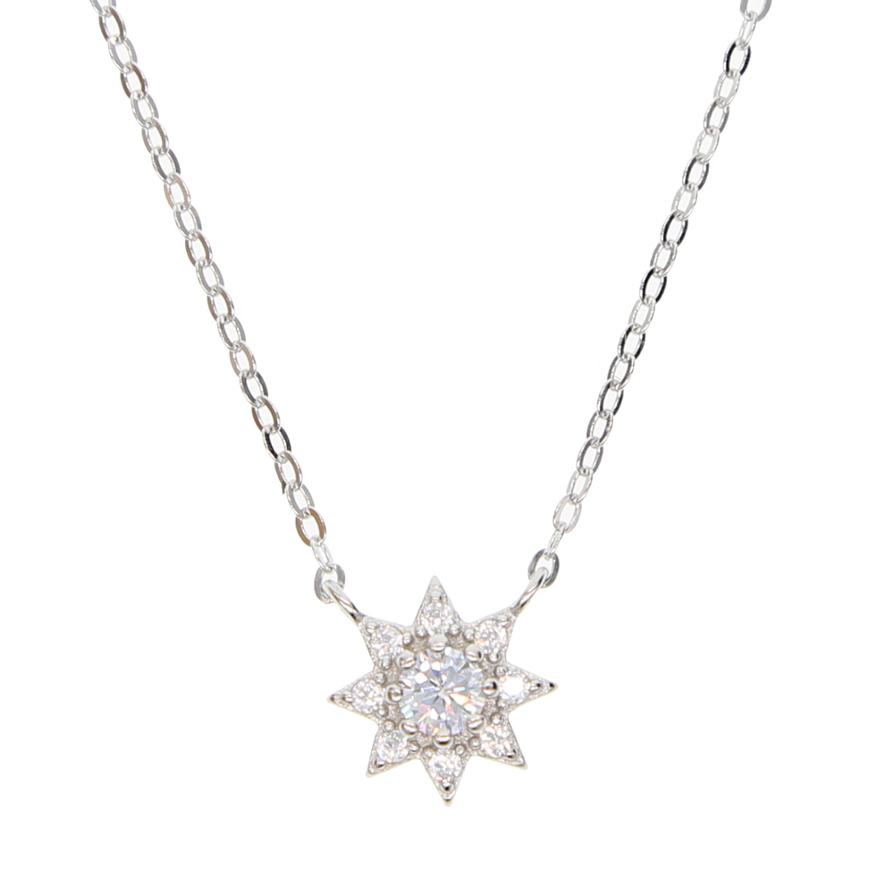 cz sun pendant necklace 100% 925 sterlilng silver material simple mini pendant lovely cute girl women collarbone necklaces jewelry