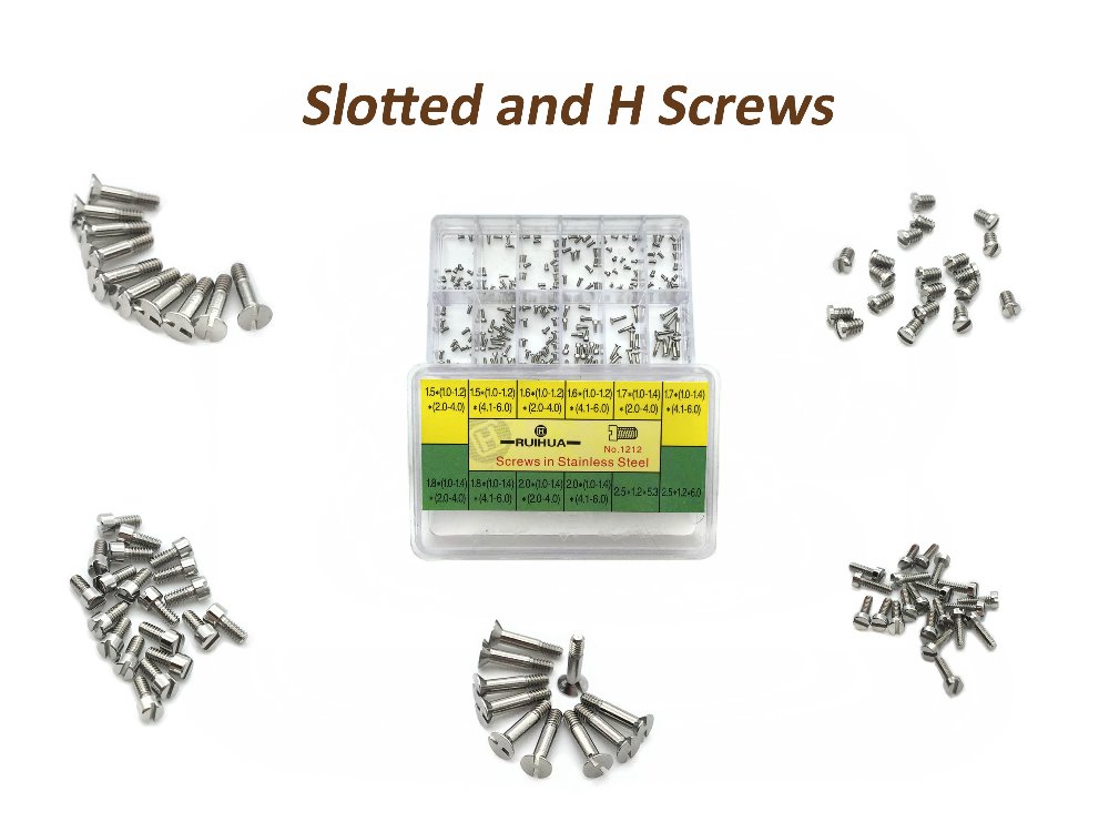 Slotted screws and H screws - Stainless Steel Assorted for Watch and Watch Repairs 12 Sizes Repair Tool Kit
Slotted screws and H screws - Stainless Steel Assorted for Watch and Watch Repairs 12 Sizes Repair Tool Kit