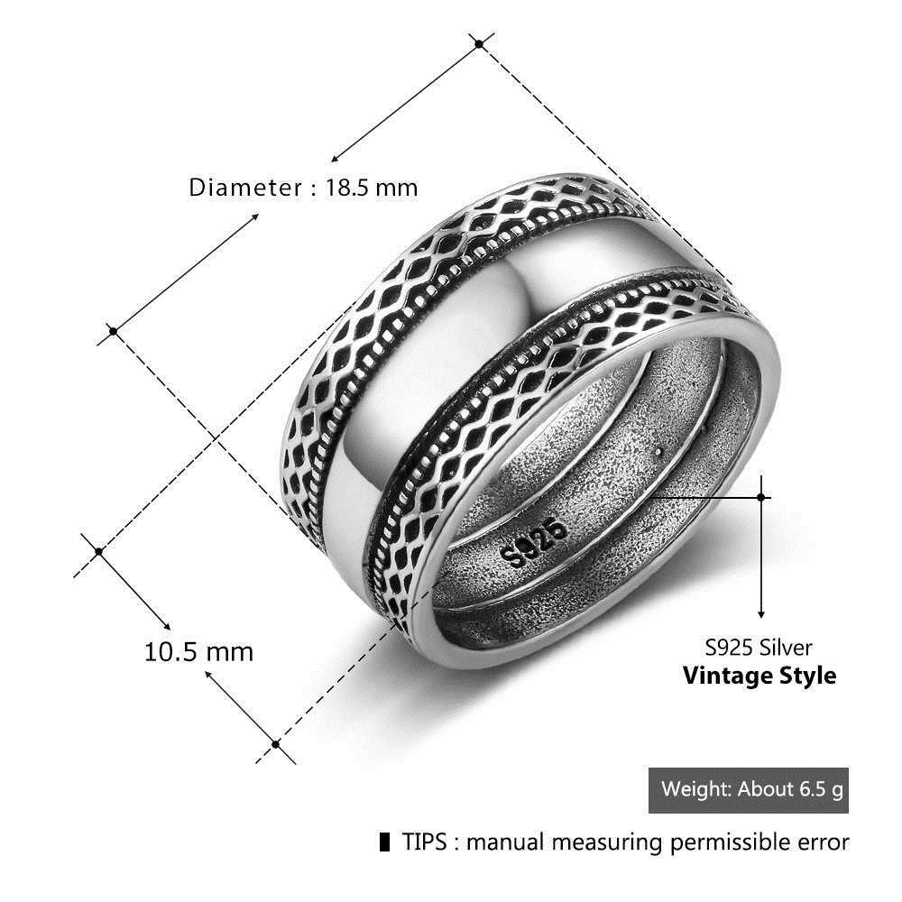 Solid 925 Sterling Silver Rings Double Laces Retro Wave Vintage Rings For Women Wedding Silver Jewelry (RI102785) D18111405