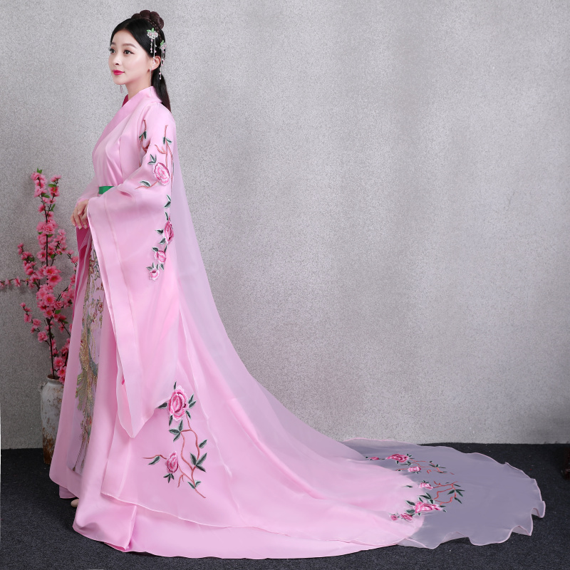 Ethnic Clothing Elegent Traditional dress female costume Ancient China Princess Outfit hanfu Costume embroidered Pink Chinese Charming woman