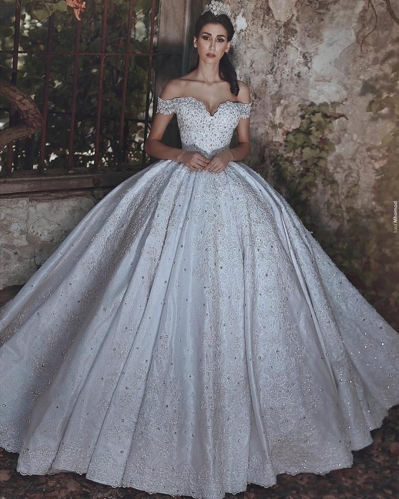 2018 New Ball Gown Wedding Dresses Off Shoulder Short Sleeves Lace Applique Beads Crystal Corset Back Cathedral Train Plus Size Bridal Gowns, Ivory
2018 New Ball Gown Wedding Dresses Off Shoulder Short Sleeves Lace Applique Beads Crystal Corset Back Cathedral Train Plus Size Bridal Gowns, Ivory