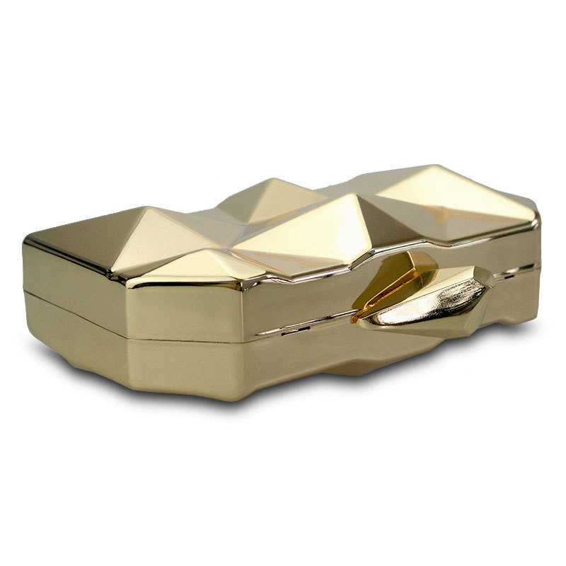 Chaliwini Women Metal Clutches Top Quality Hexagon Mini Clutch Bag Black Silver Evening Bag Gold Box Clutch Y18103004