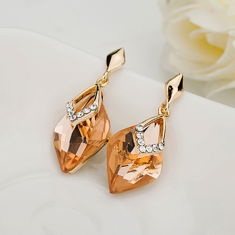 925 sterling silver ear pin Vintage Moon Long Earrings For Women Fashion Water Drop Crystal Earring Classic Gold Color Party Jewelry Brincos