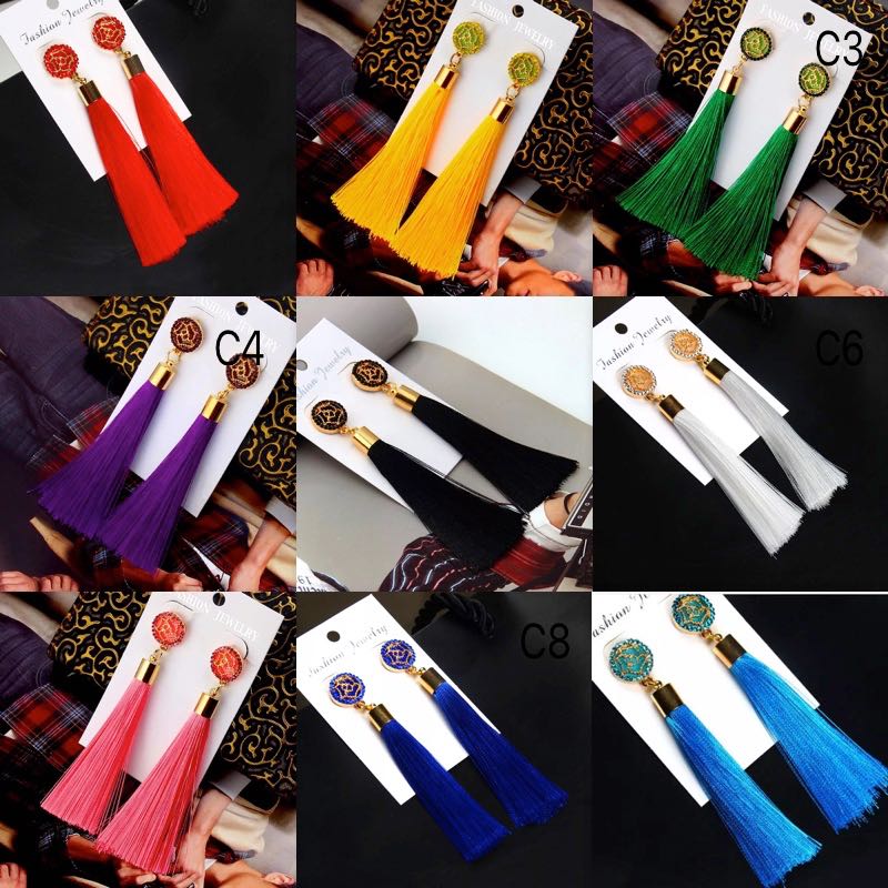 Gold Rose Hollow Out Women Dangle Chandelier Colorful Fringed Earrings Fashion Tassels Earring Jewelry 9 Colors