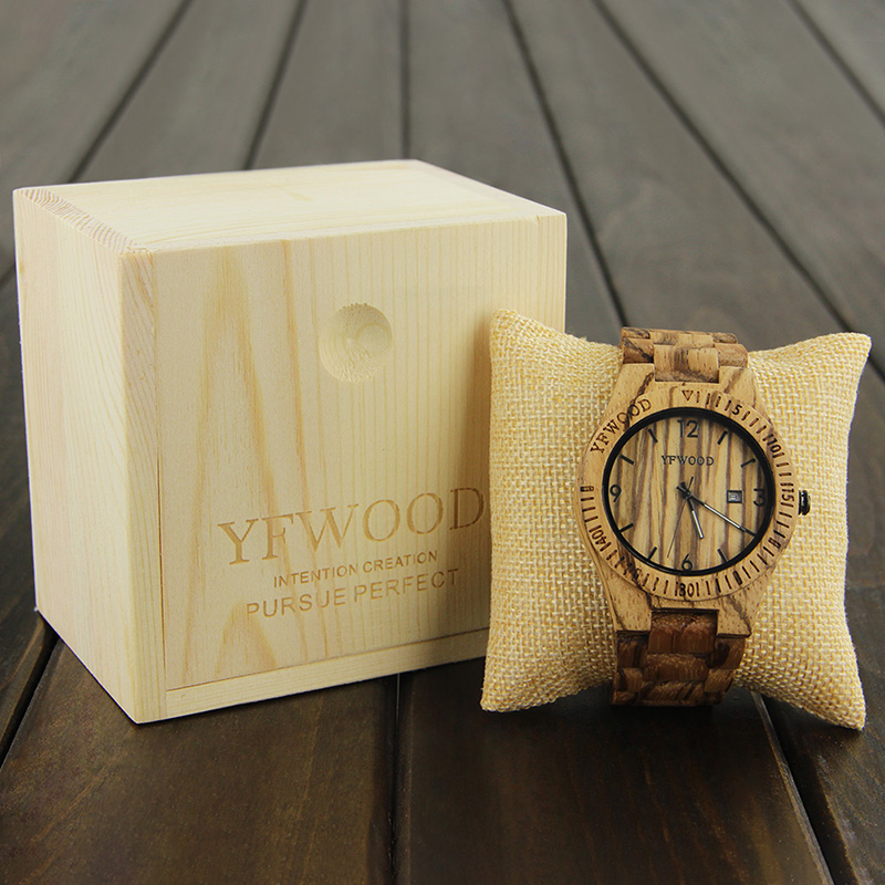 Wooden Men Watches Top Fashion Date Quartz Watch Men's Waterproof Sports Wristwatch Male Clock with Wood Gift Box