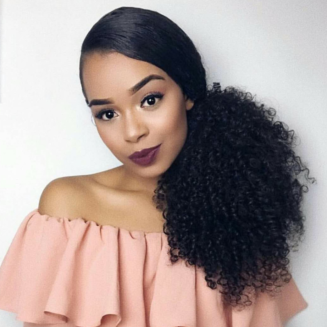 African American Kinky Curly Ponytail Hair Piece Clip ins Brazilian Virgin Hair Top Closure Ponytail (100g-160g 14", Natural Black)
African American Kinky Curly Ponytail Hair Piece Clip ins Brazilian Virgin Hair Top Closure Ponytail (100g-160g 14", Natural Black)