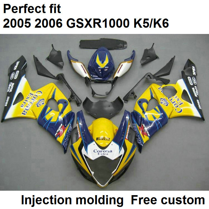 Hot sale fairings for Suzuki GSXR1000 2005 2006 blue yellow injection molded fairing kit GSXR1000 05 06 GU65, Same as picture
Hot sale fairings for Suzuki GSXR1000 2005 2006 blue yellow injection molded fairing kit GSXR1000 05 06 GU65, Same as picture