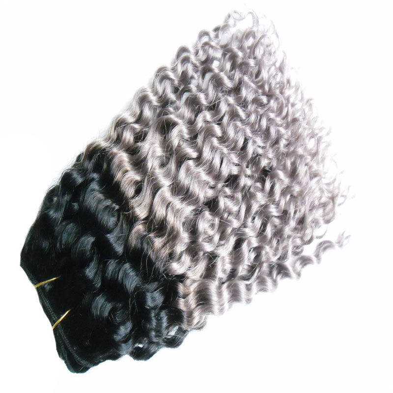 Grey Hair Weave Bundles 100% Human Hair Weave silver brazilian hair Ombre Kinky Curly Bundles 1 Pcs