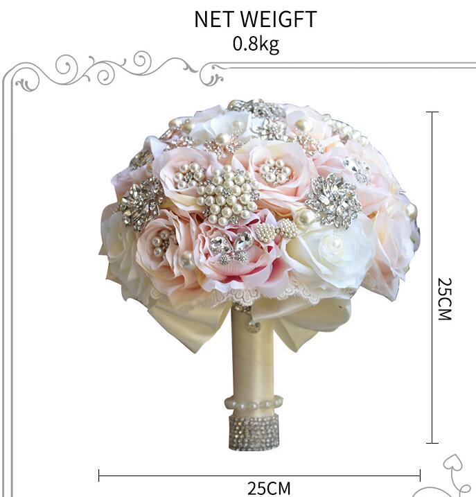 European Style Bridal Bouqets High Quality Wedding Bouquet 25*25cm Sparkling Crystal with Pearls Eye Catching wedding accessories