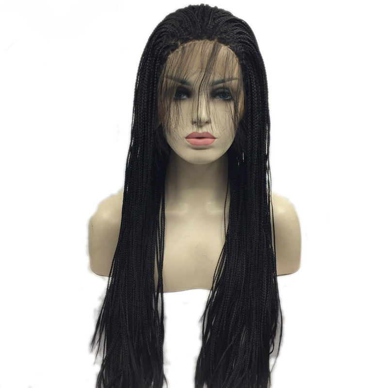 Long 12-30inches Micro Braided Lace Front Wigs For Black Women light brown /black/burgundy /ombre color Heat Resistant Synthetic braided Wig