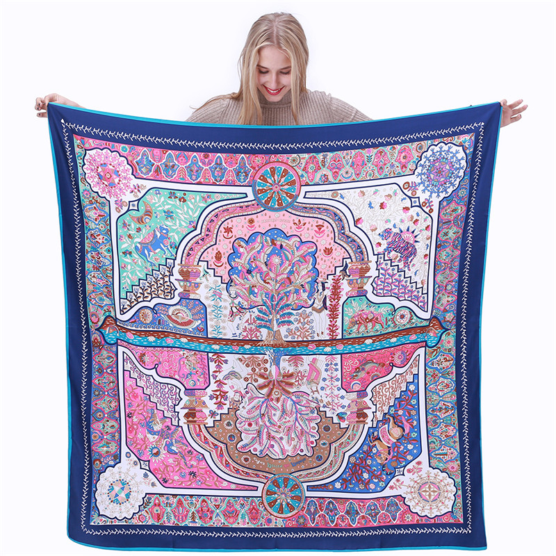 130x130cm 100% Twill Silk Scarf Women Square Scarf Neckerchief Tree reflection Foulard Woman Scarves Silk Scarf Hijab Lady Accessory, Blue;gray
130x130cm 100% Twill Silk Scarf Women Square Scarf Neckerchief Tree reflection Foulard Woman Scarves Silk Scarf Hijab Lady Accessory, Blue;gray