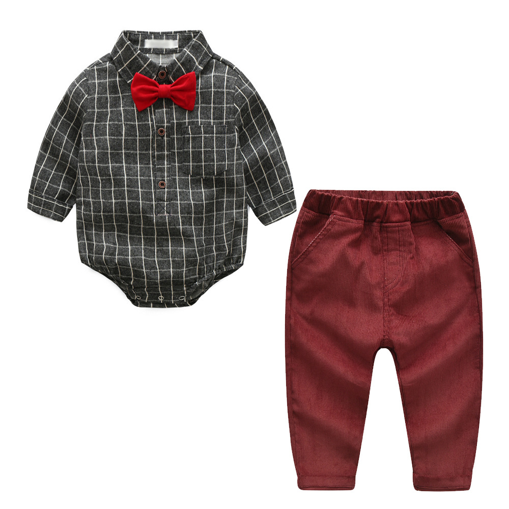 kids boy gentleman clothing set long sleeve turn down collar plaid romper + pants 100% cotton boy kids spring fall clothes two pieces sets, White
kids boy gentleman clothing set long sleeve turn down collar plaid romper + pants 100% cotton boy kids spring fall clothes two pieces sets, White