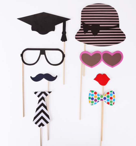 Photo Props Interesting Birthday Parties Welcome Creative Wedding Red Lip Paper Beard Paper Hat Fun Birthday Paper Cap 76pcs/set