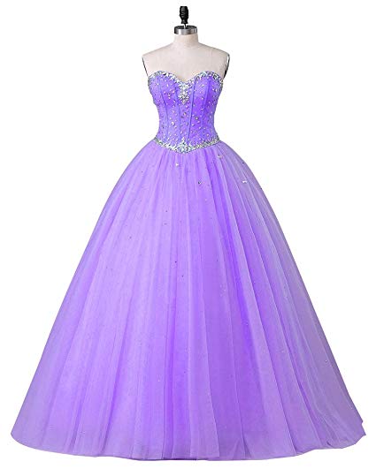 2018 New Sexy Long Sweetheart Ball Gown Tulle Quinceanera Dresses Beaded Crystal Masquerade Sweet 16 Prom Party Prom Gown